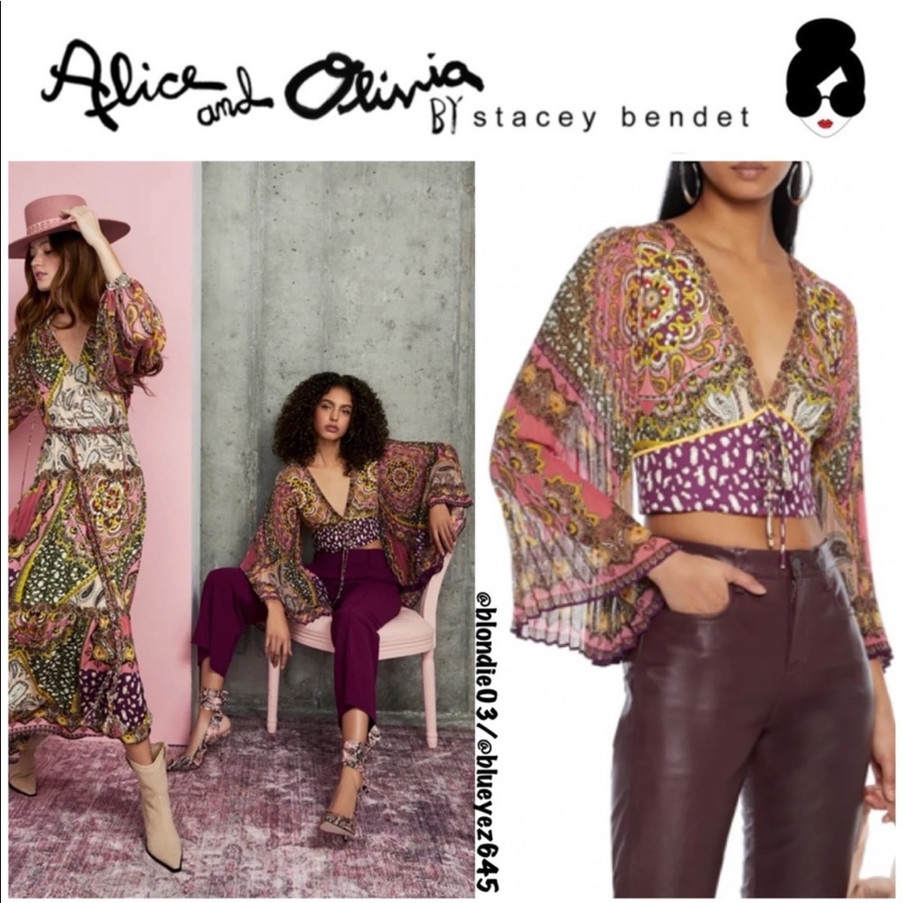Alice + Olivia Chelsea cropped printed top 6